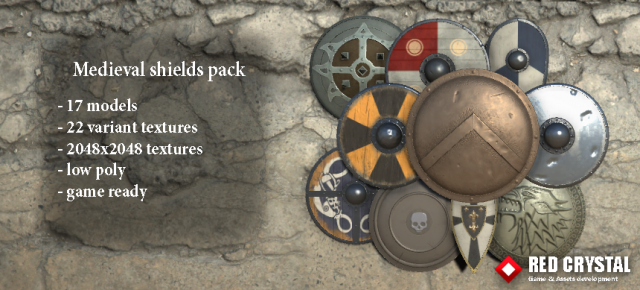 medieval shields pack 3D Model .c4d .max .obj .3ds .fbx .stl .blend 