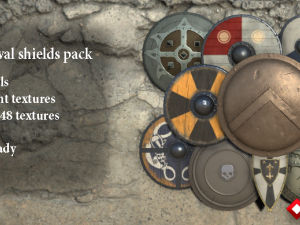 medieval shields pack 3D Model