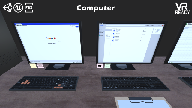 computer set 3D Model .c4d .max .obj .3ds .fbx .stl .blend 