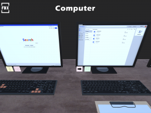 computer set Modèle 3D