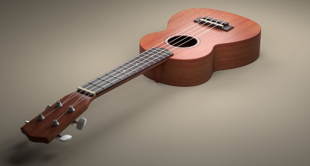 hawaiian four-stringed acoustic guitar Modelo 3D .c4d .max .obj .3ds .fbx .stl .blend 