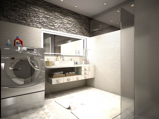 bathroom counter render ready 3D Model .c4d .max .obj .3ds .fbx .stl .blend 