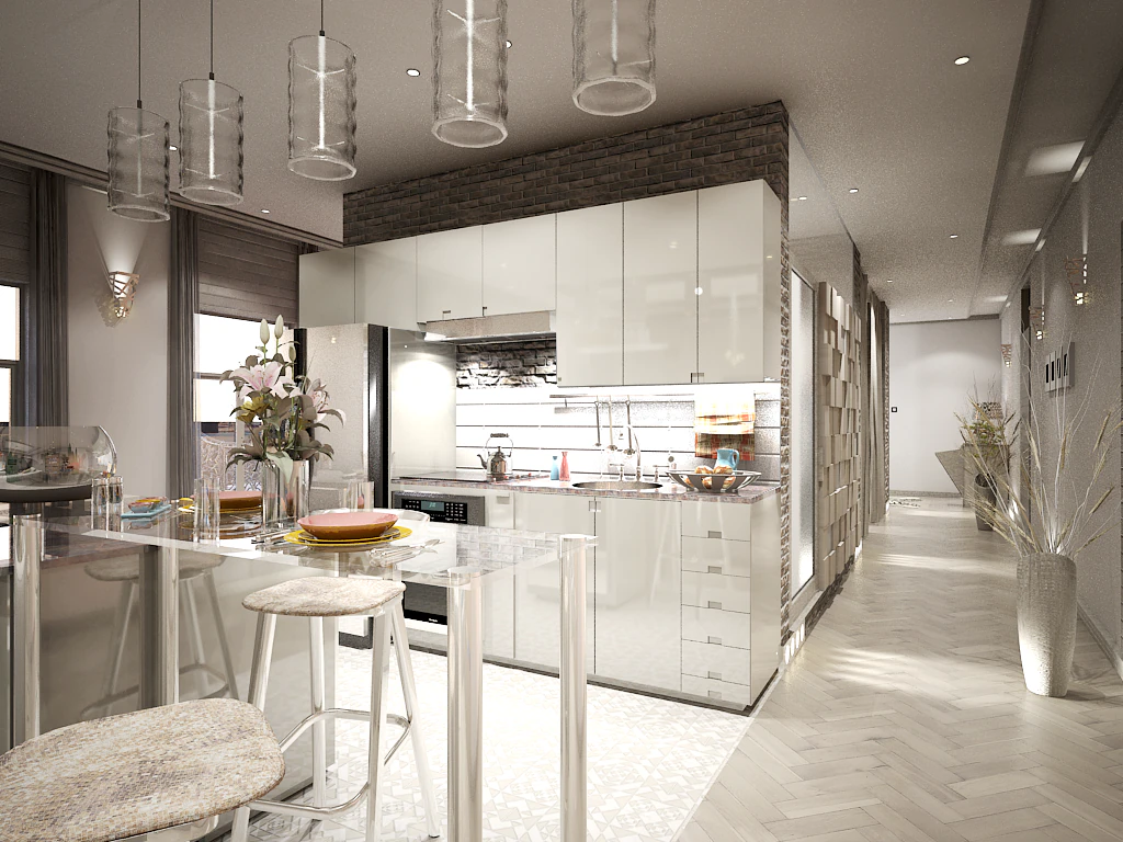 cozinha pequena pronta para renderiza&ccedil;&atilde;o Modelo 3D .c4d .max .obj .3ds .fbx .stl .blend 