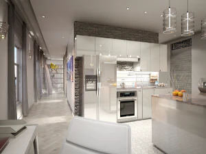 cozinha pequena pronta para renderiza&ccedil;&atilde;o Modelo 3D