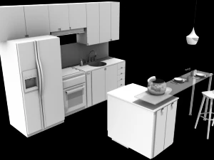 cozinha pequena pronta para renderiza&ccedil;&atilde;o Modelo 3D