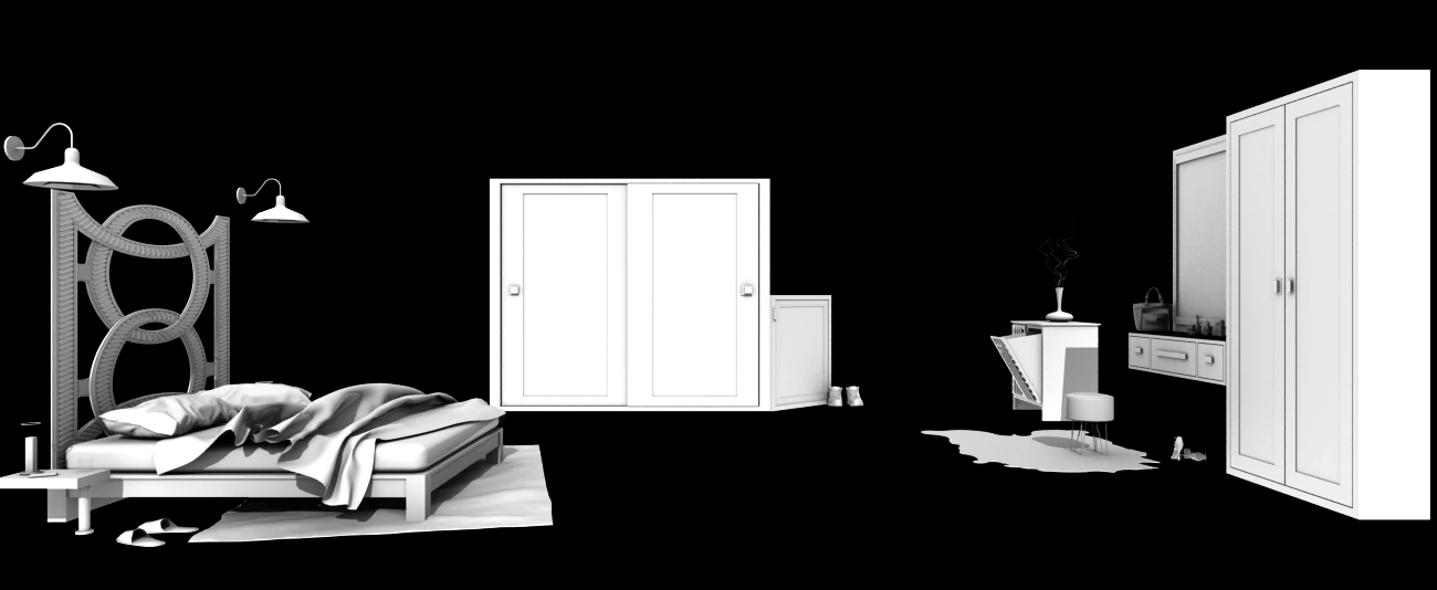 full bedroom set render ready 3D Model .c4d .max .obj .3ds .fbx .stl .blend 