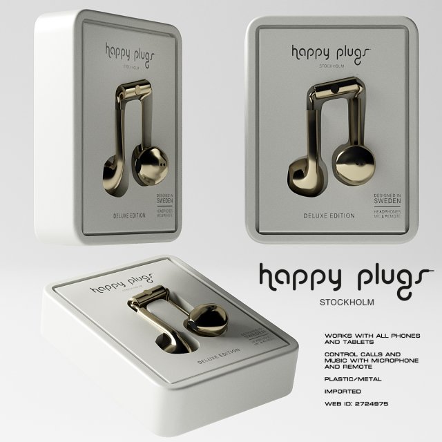 happy plugs earbud plus 3D मॉडल .c4d .max .obj .3ds .fbx .stl .blend 