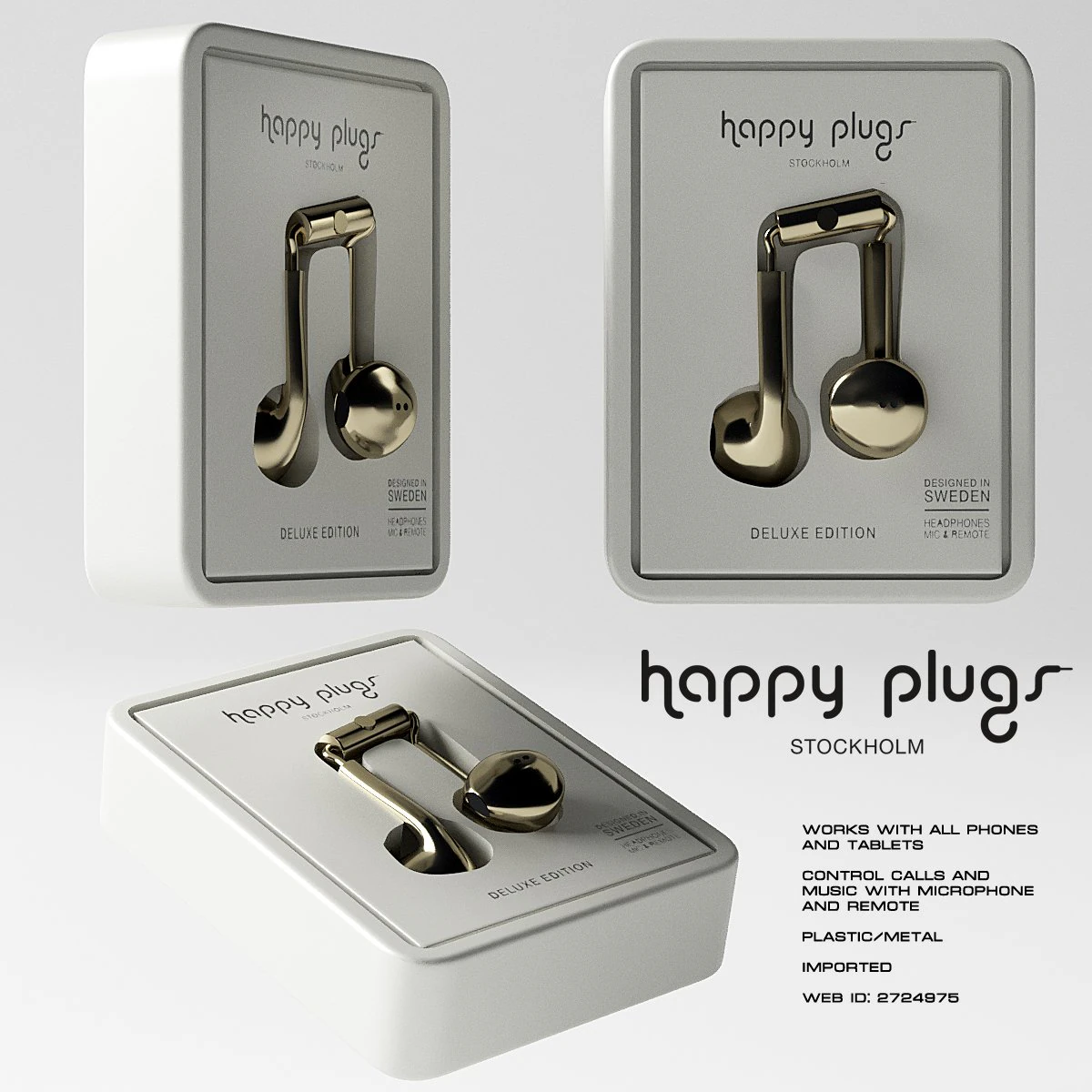 happy plugs earbud plus 3D Model .c4d .max .obj .3ds .fbx .stl .blend 