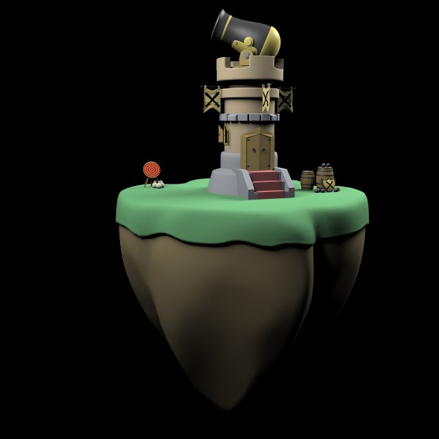cannon tower 3D 모델 .c4d .max .obj .3ds .fbx .stl .blend 
