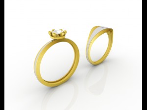 ring gold two 3D 모델