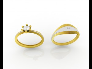 ring gold two Model 3D