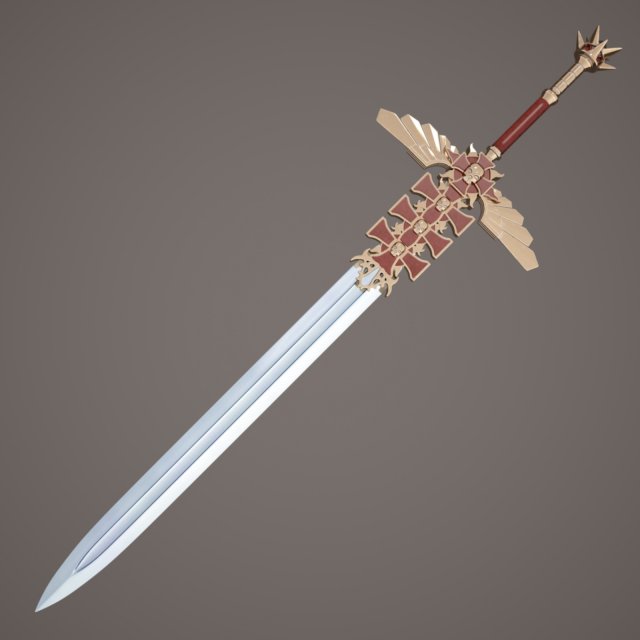 fantasy sword Model 3D .c4d .max .obj .3ds .fbx .stl .blend 