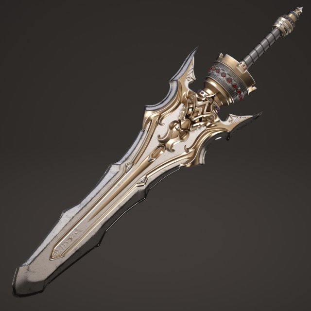 fantasy sword3 3D Model .c4d .max .obj .3ds .fbx .stl .blend 