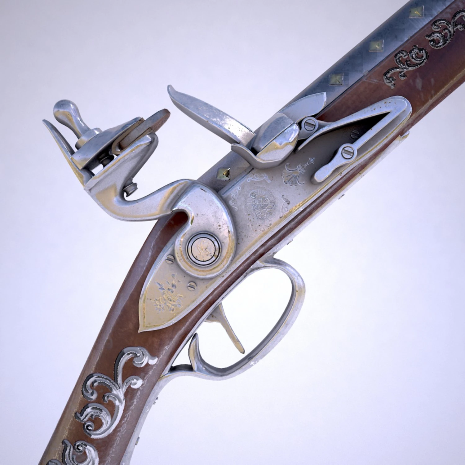flintlock musket 3D Model .c4d .max .obj .3ds .fbx .stl .blend 