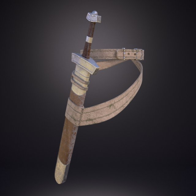sword with scabbard 3D 模型 .c4d .max .obj .3ds .fbx .stl .blend 