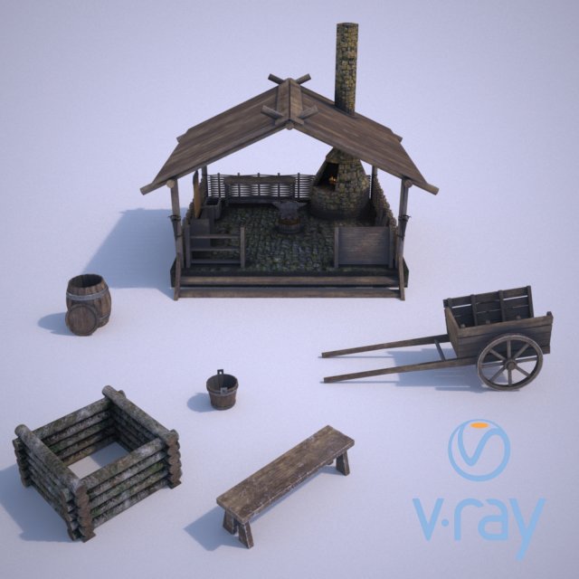 medieval blacksmith Model 3D .c4d .max .obj .3ds .fbx .stl .blend 