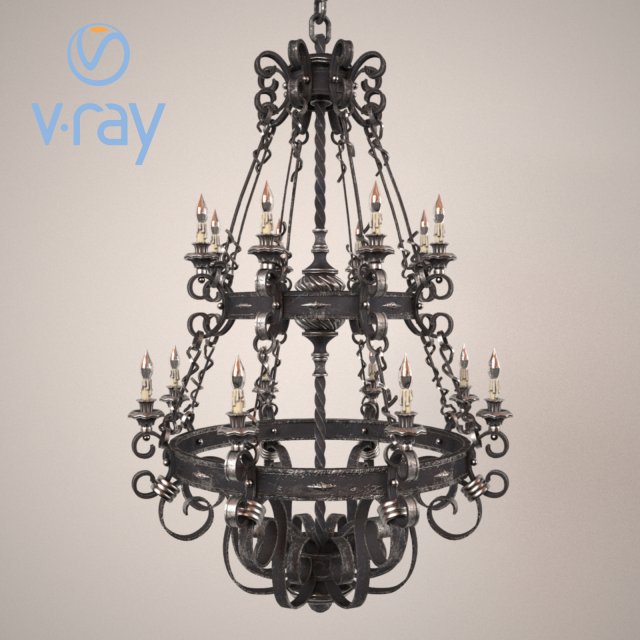 forged chandelier 3D मॉडल .c4d .max .obj .3ds .fbx .stl .blend 