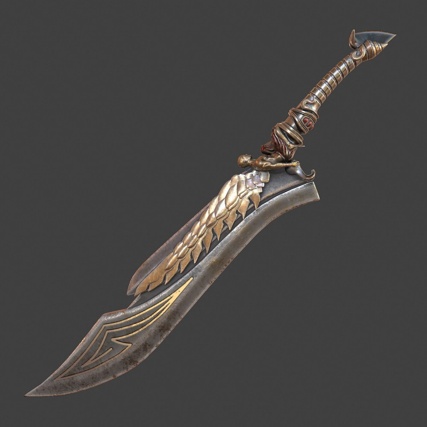 fantasy sword 13 3D Model .c4d .max .obj .3ds .fbx .stl .blend