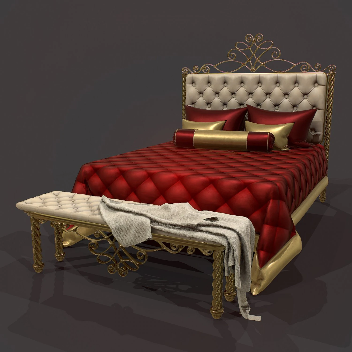 ベッド 3Dモデル .c4d .max .obj .3ds .fbx .stl .blend 