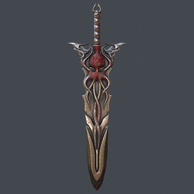 fantasy sword 15 3D Model .c4d .max .obj .3ds .fbx .stl .blend 