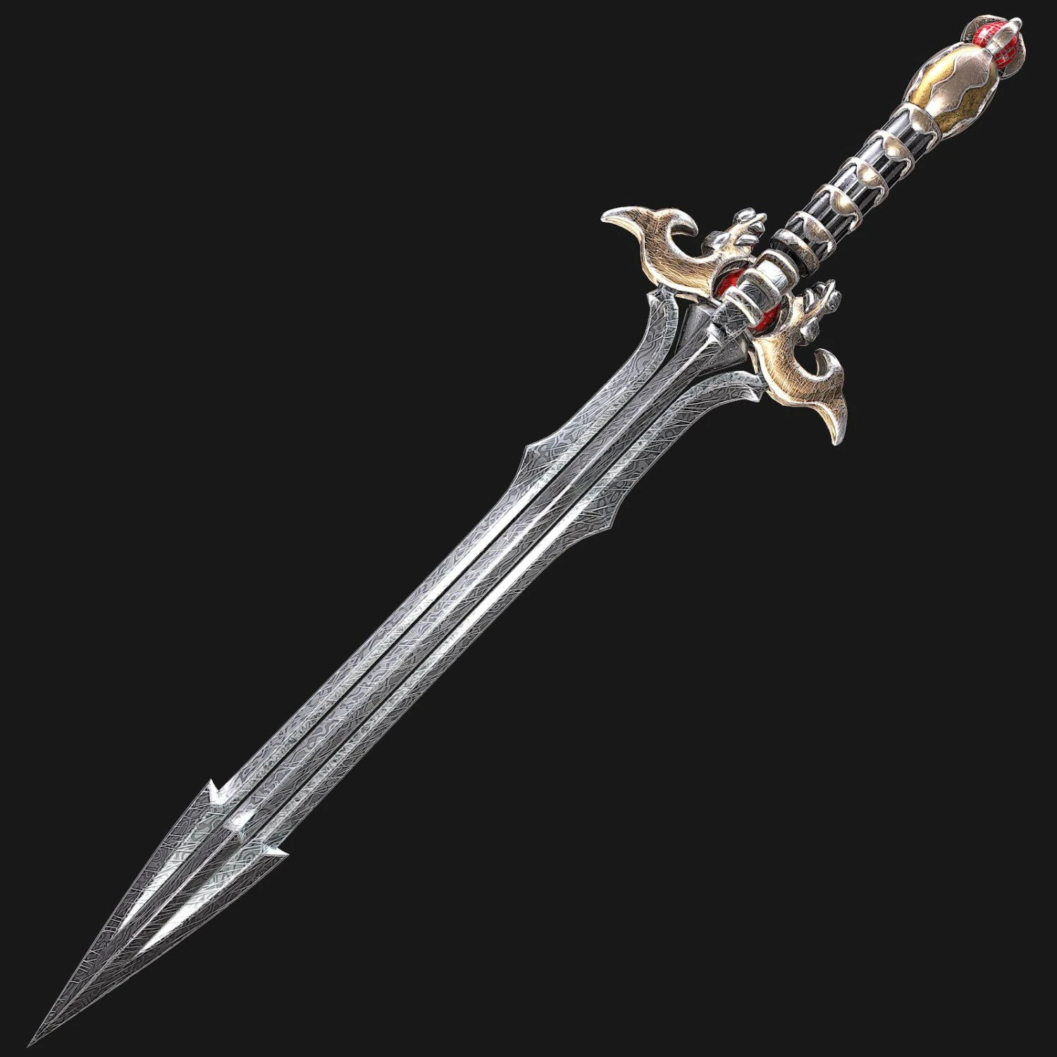 fantasy sword 16 3D Model .c4d .max .obj .3ds .fbx .stl .blend 