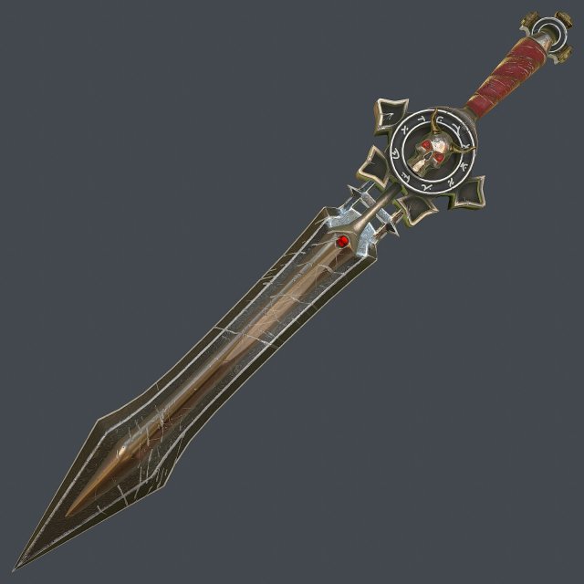 fantasy sword 17 3D Model .c4d .max .obj .3ds .fbx .stl .blend 