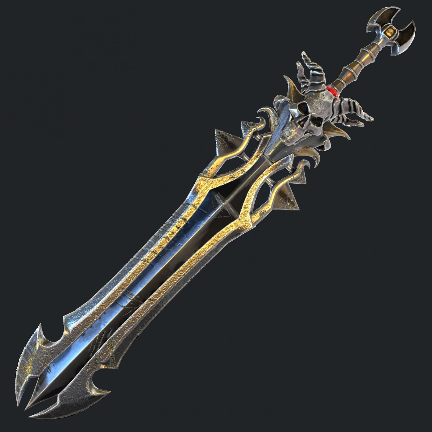 fantasy sword 18 3D Model .c4d .max .obj .3ds .fbx .stl .blend 