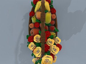 basket with flowers and fruits 3Dモデル