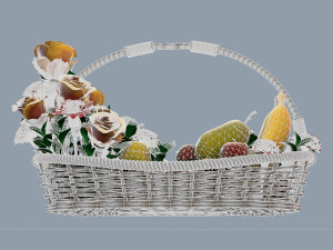 basket with flowers and fruits 3Dモデル