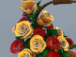 basket with flowers and fruits 3Dモデル