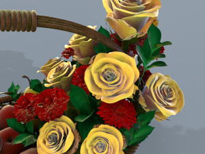 basket with flowers and fruits 3Dモデル