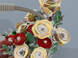 basket with flowers and fruits 3Dモデル