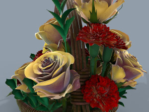 basket with flowers and fruits 3Dモデル