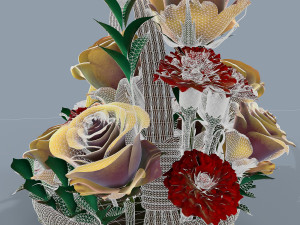 basket with flowers and fruits 3Dモデル