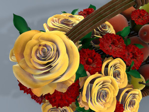 basket with flowers and fruits 3Dモデル