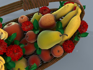 basket with flowers and fruits 3Dモデル