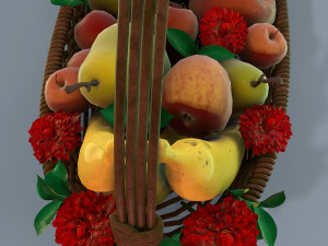 basket with flowers and fruits 3Dモデル