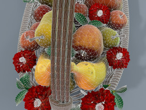 basket with flowers and fruits 3Dモデル