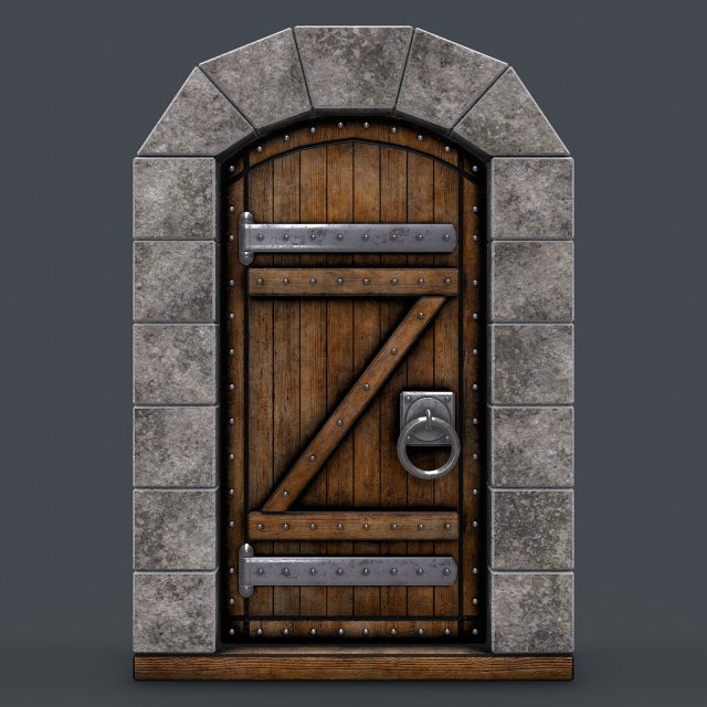 ancient wooden dooranimated Modelo 3D .c4d .max .obj .3ds .fbx .stl .blend 