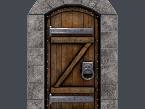 ancient wooden dooranimated 3D Модель