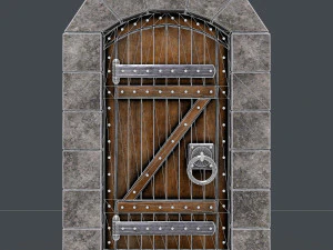 старовинні дерев'яні двері анімовані 3D Модель