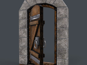 ancient wooden dooranimated Modelo 3D