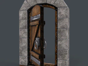 старовинні дерев'яні двері анімовані 3D Модель