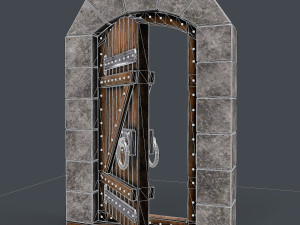 ancient wooden dooranimated Modelo 3D
