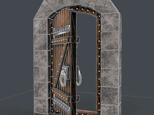 старовинні дерев'яні двері анімовані 3D Модель