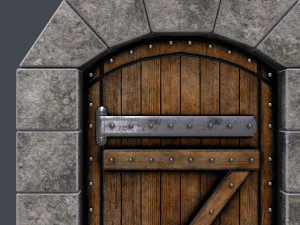 старовинні дерев'яні двері анімовані 3D Модель