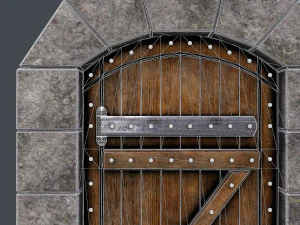 старовинні дерев'яні двері анімовані 3D Модель