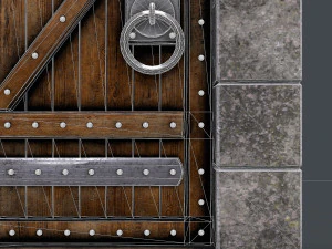 старовинні дерев'яні двері анімовані 3D Модель