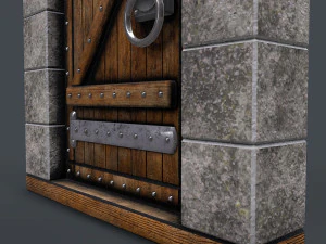 старовинні дерев'яні двері анімовані 3D Модель