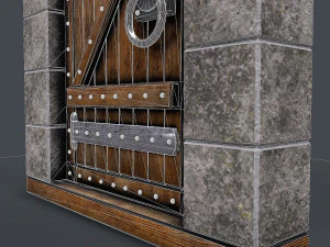 старовинні дерев'яні двері анімовані 3D Модель